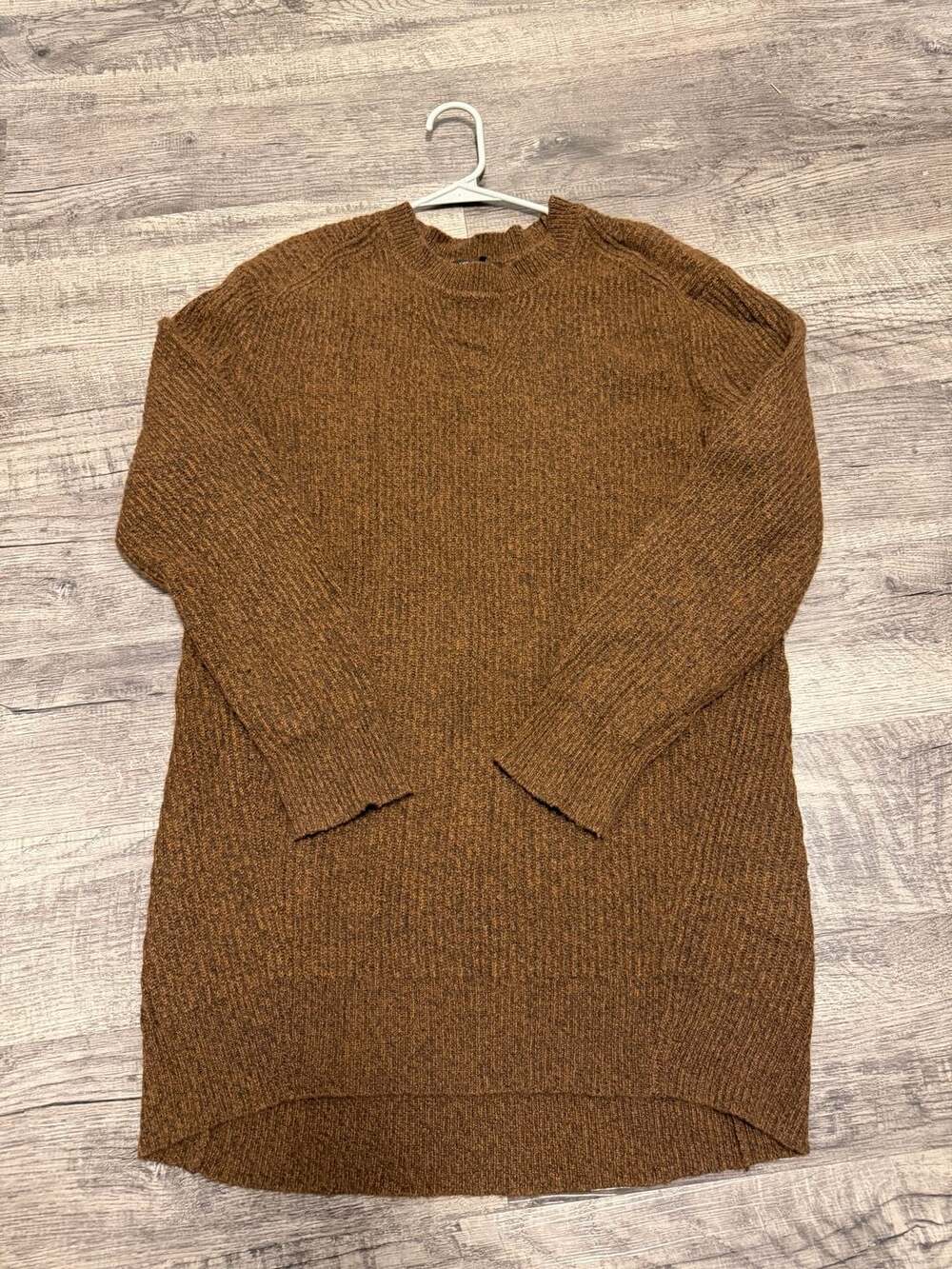 Rag & Bone New York 100% Cashmere Brown Marled Crew Neck Long Sweater